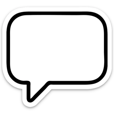 speech bubble icon, outlined, simple, black and white sticker