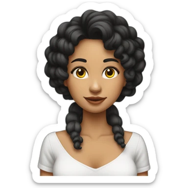 Thayri Galicia mujer educadora morena cabello negro largo y liso con fleco sticker