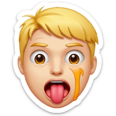Hot/sweaty tongue-out face — hot, crazy fun, wild mood sticker