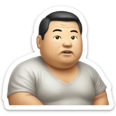 fat chinese man mining bitcoin sticker