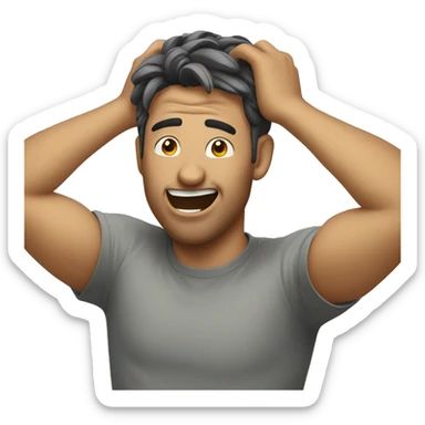 man pulling his hair sticker