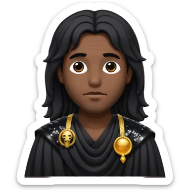 Pluto Death God with long black hair, black sequin toga sticker