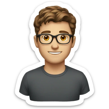 young caucasian man with glasses and brown hair sticker