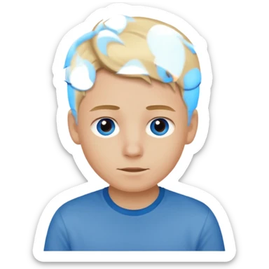 boy with blonde hair emo, shirt color brown, and blue eyes sticker