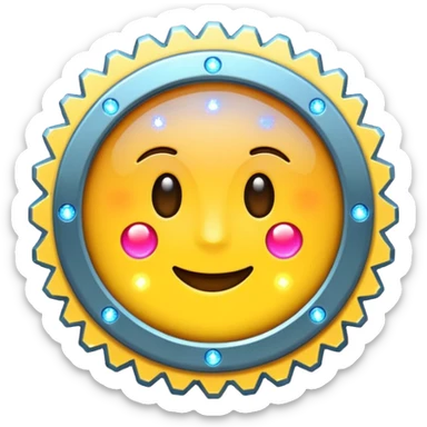 chip or brain icon emoji with digital sparkles representing artificial intelligence sticker