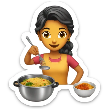 Girl making biryani  sticker