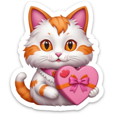 Valentine cat sticker
