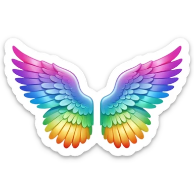 Tiny small mini left and right rainbow angel wings. Between left and right wings there is a little blank. sticker