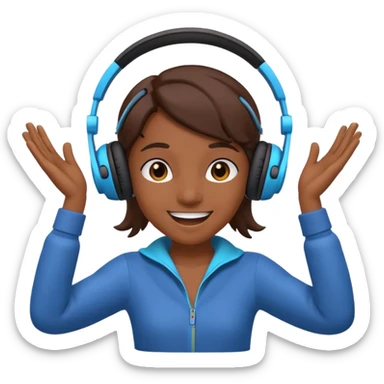 dancing character with headphones sticker