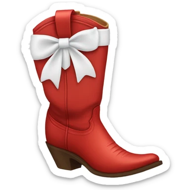 Red cowgirl boots with white bow sticker