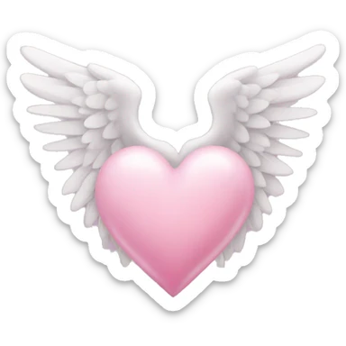 white winged celestial pink heart sticker