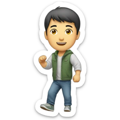 Chinese man stepping up sticker