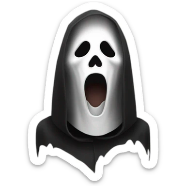 Ghost face maniac Black cloak white mask film scream scream maniac sticker