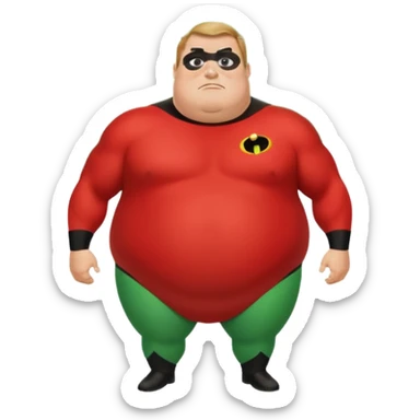  fat mr incredible  with green instead of red farting with giant green fart cloud sticker