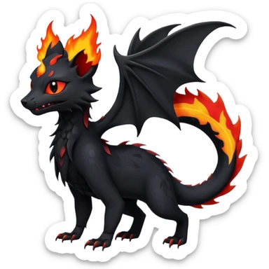 Futuristic Black Dark Abyssal Ethereal Modern Salandit-Litten-Noibat-Abyss-Lykoi-Fakémon-creature-hybrid Full Body sticker