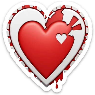 A ace of hearts card with a broken heart sticker