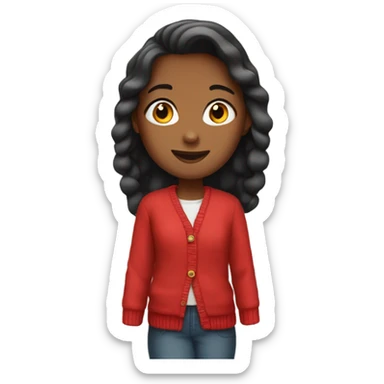 girl with red cardigan sticker