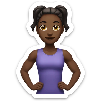 a girl have great muscle，black skin，ponytail sticker