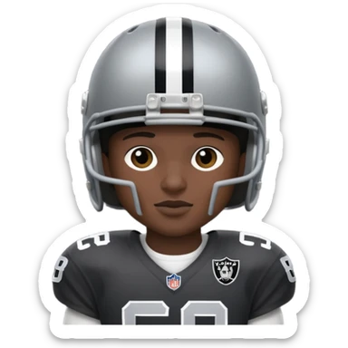 Wearing a Oakland raider helmet and uniform sticker