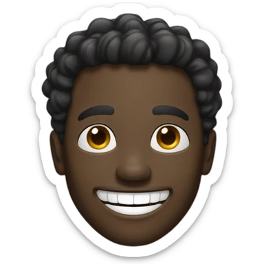 blac man very big smile sticker