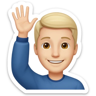 happy man rising hand sticker