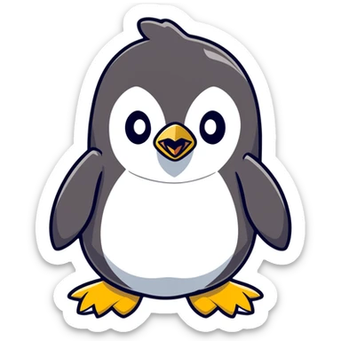 angry penguin cartoonish sticker sticker