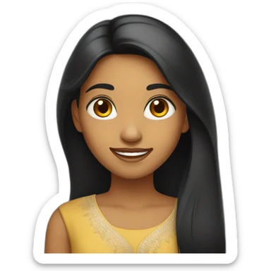 Indian-girl-with-long-black-hair-and-long-face-smiling sticker