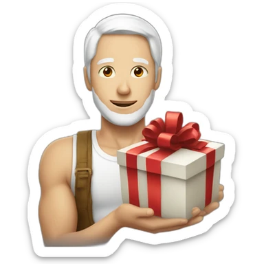 man white skin giving gift sticker
