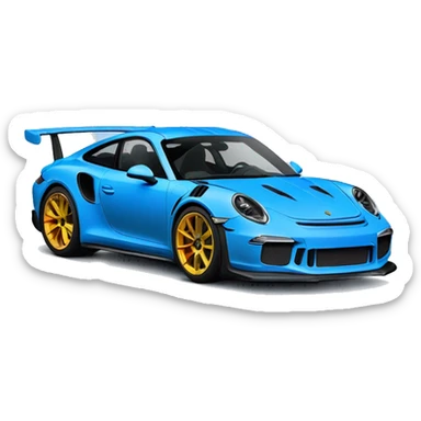 Blue Porsche 911 gt3rs with character in it  sticker