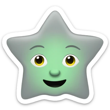 grey face in a green 5-point-star sticker