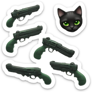 Black cat green eyes withgun sticker