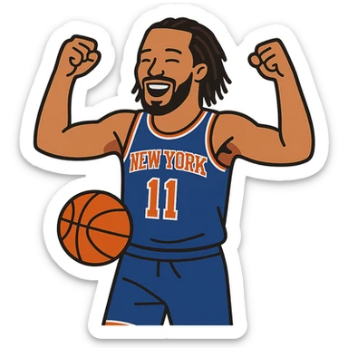 flat toon style Jalen Brunson basketball celebration sticker