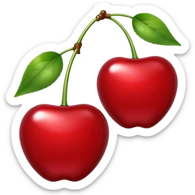 A pair of cherries emoji made of polished silver chrome, smooth rounded shapes, glossy metallic finish, soft highlights and reflections, cute proportions, iOS emoji style, centered, clean white background, no text sticker