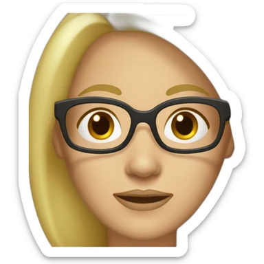 middle aged blond woman glasses dark brown eyes sticker