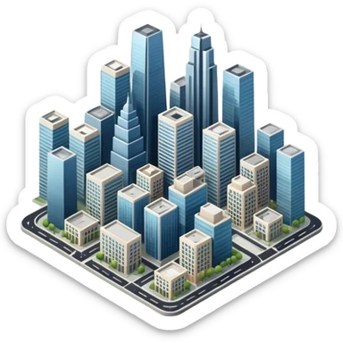 a top view of the city with many buildings as same   sticker