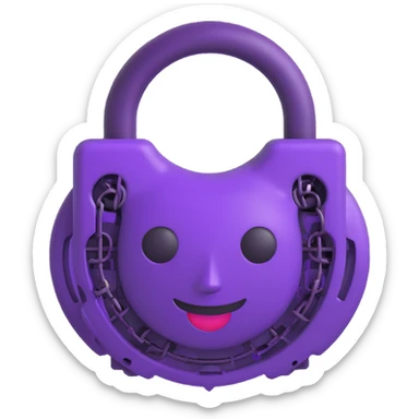 purple team cyber security emoji with a lock, circuit lines, and purple accents in modern emoji style sticker