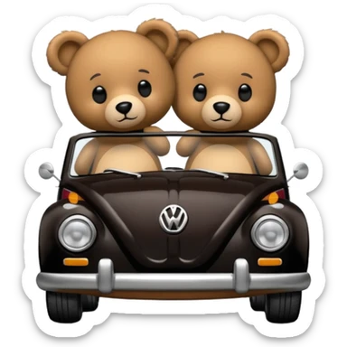 Two teddy bears in black Volkswagen  sticker