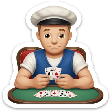 Popeye the sailor at a poker table sticker