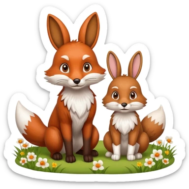 fox and rabbit sticker