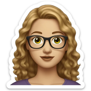 curvy-white-woman-with-wavy-light-brown-hair-square-glasses-green-eyes sticker