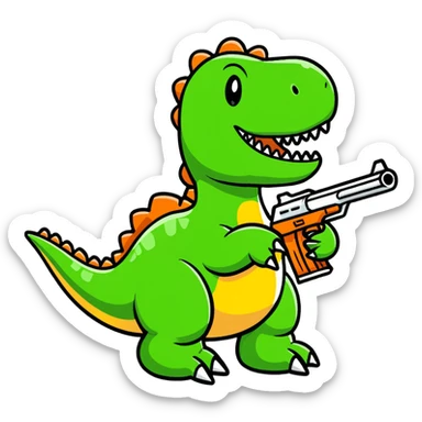 Dinosaur with gun sticker