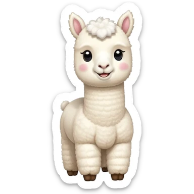 Cute smiling white alpacka stuffed toy with long neck sticker