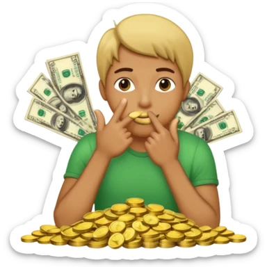 a bank de dinero y una persona haciendo gesto de silencio sticker
