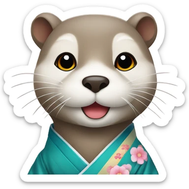 a otter face wearing traditional korean hanbok sticker