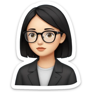 de una chica morena clara con cabellos negro y lago con lentes sticker