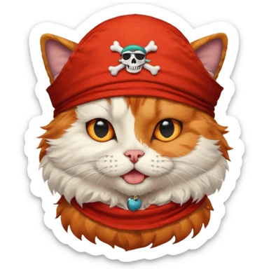 pirate cat with one eye closed with band sticker