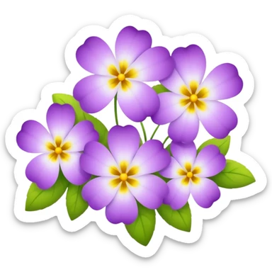 Small four-petal purple flowers with white and yellow inside  sticker