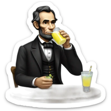 Abraham Lincoln drinking from a cup of lemonade. sticker
