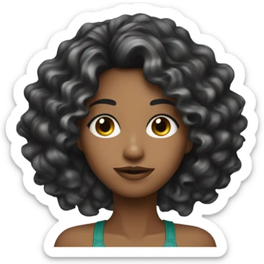 Persona con cabello rizo blanca y con maquillaje sticker