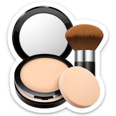 makeup face powder with compact and brush sticker